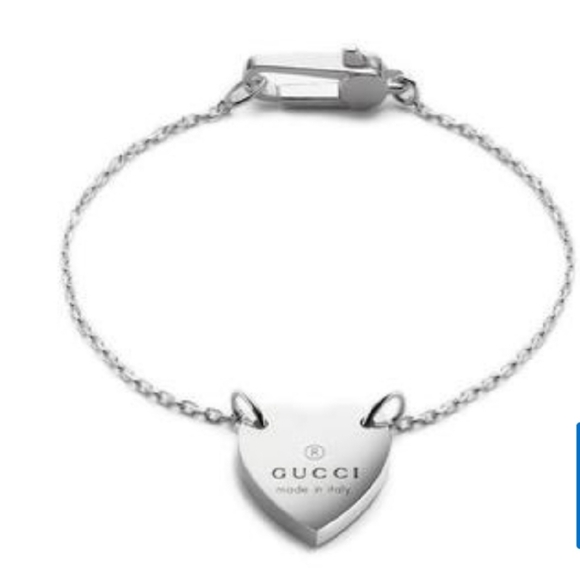 Gucci Trademark Engraved HeartBracelet Sterling Silver - Picture 1 of 13
